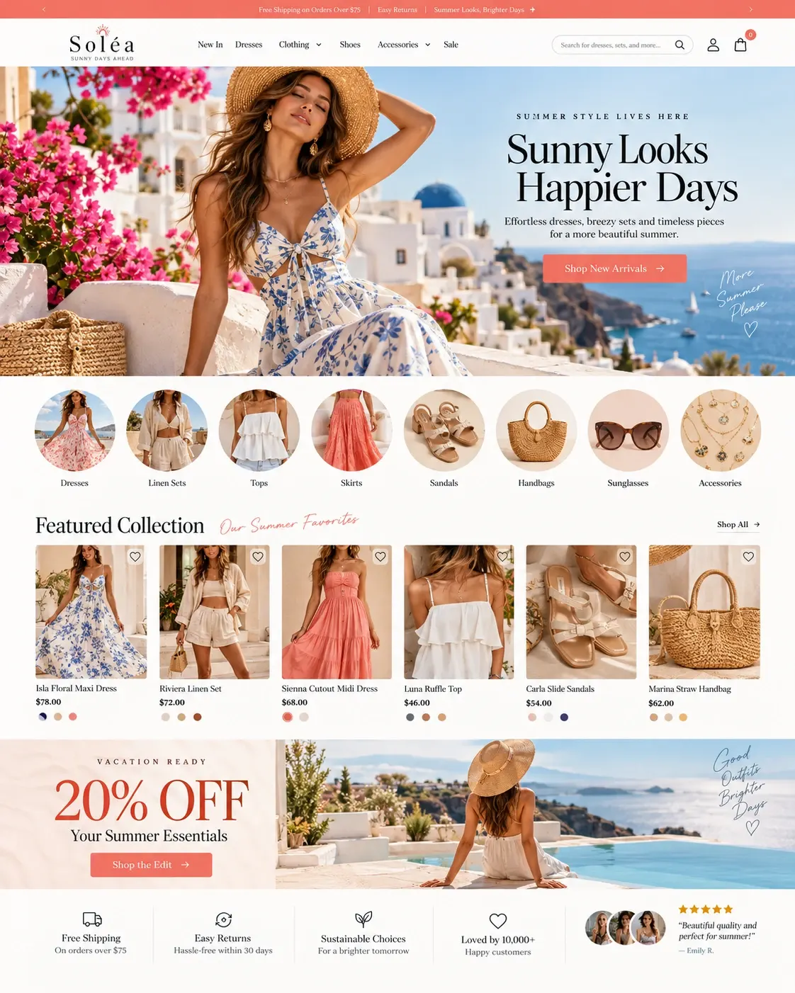 Soléa Shopify store homepage